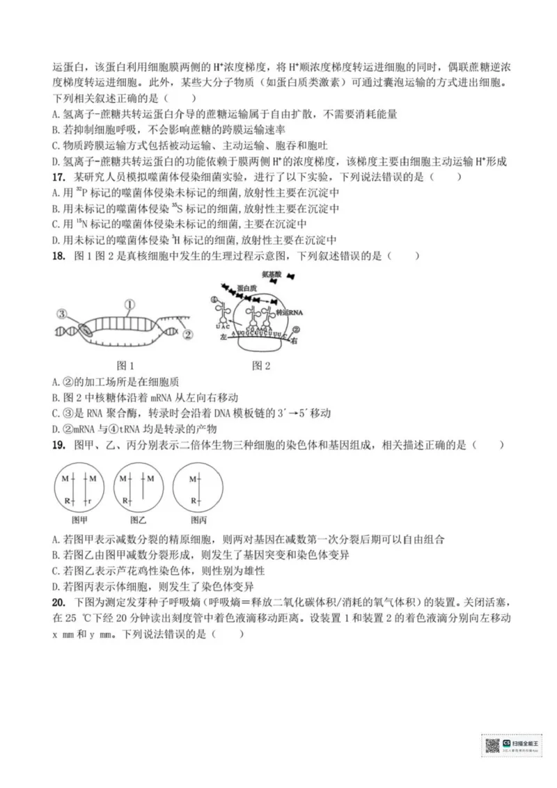 浙江省宁波六校联盟2025-2026学年高二上学期11月期中生物试题含答案_2025年11月高二试卷_251112浙江宁波六校联盟2025学年第一学期高二期中联考（全)