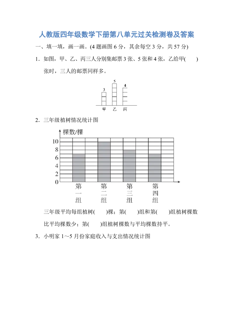 人教版四年级数学下册第八单元过关检测卷及答案_小学1-6年级全部试卷_数学_四年级_3-9-4、小学四年级数学下册_3-9-4-2、练习题、作业、试题、试卷_人教版_单元测试卷