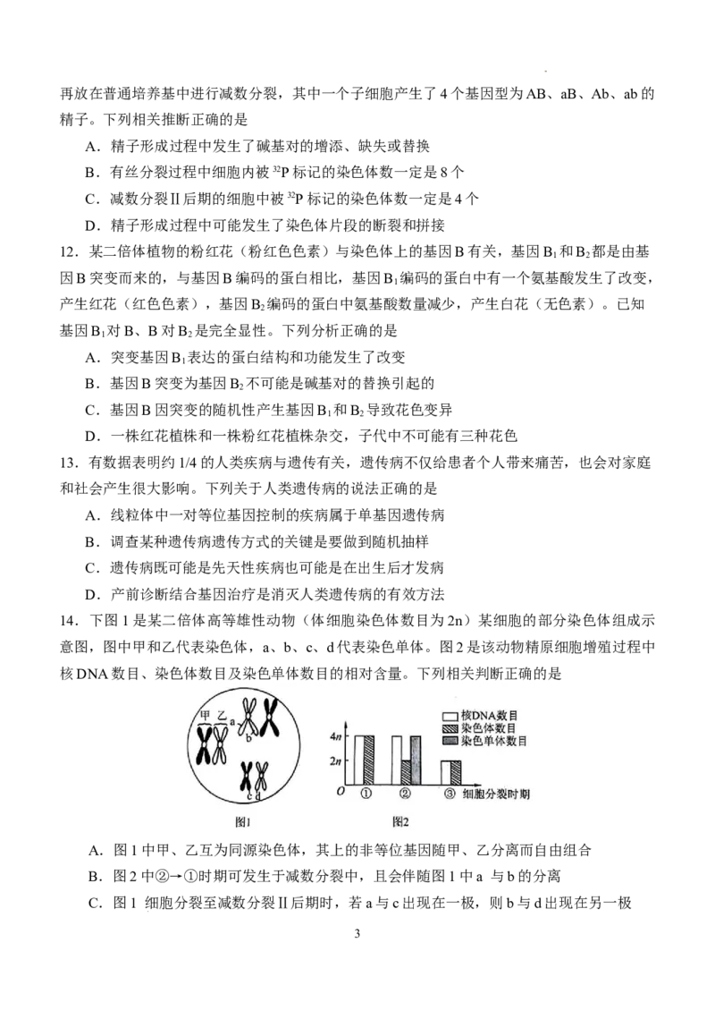 湖北省荆州市沙市中学2025-2026学年高二上学期9月月考生物试卷（含答案）_2025年10月高二试卷_251003湖北省荆州市沙市中学2025-2026学年高二上学期9月月考