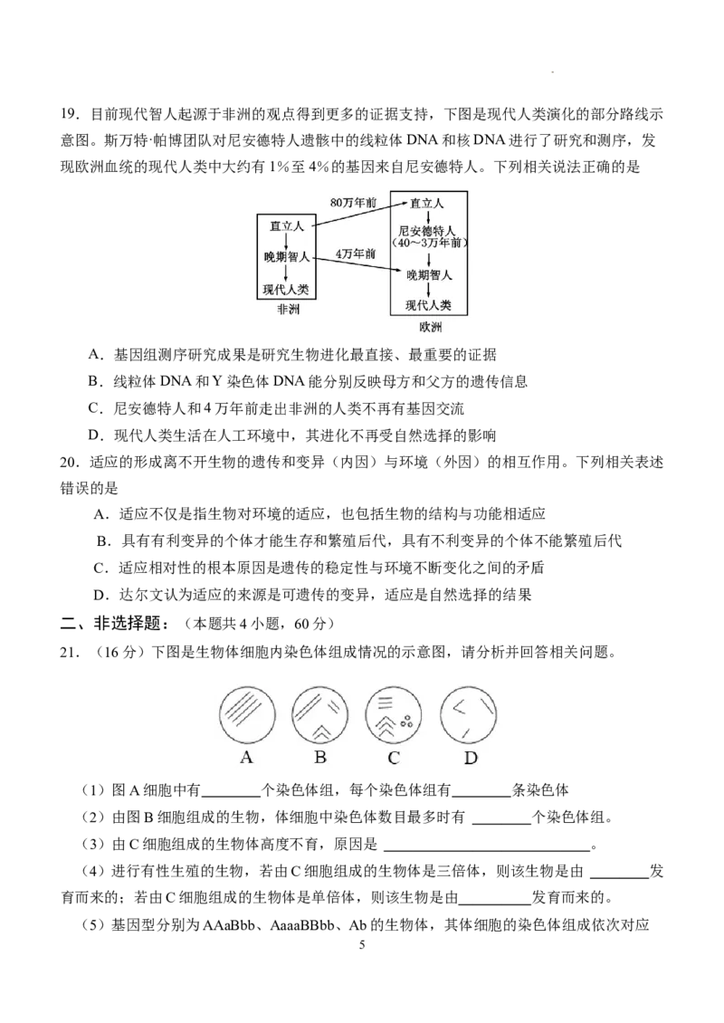 湖北省荆州市沙市中学2025-2026学年高二上学期9月月考生物试卷（含答案）_2025年10月高二试卷_251003湖北省荆州市沙市中学2025-2026学年高二上学期9月月考