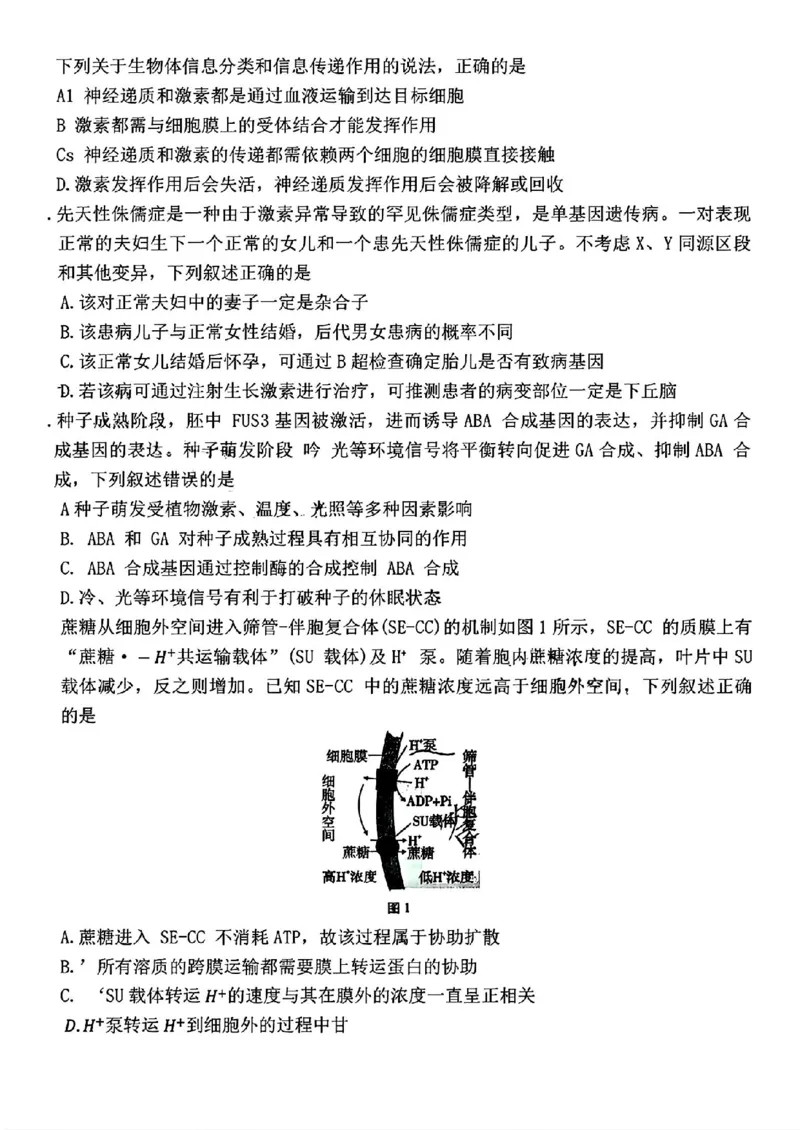 云南师大附中2026届高考适应性月考卷（六）生物+答案_2024-2026高三（6-6月题库）_2026年01月高三试卷_0105云南师大附中2026届高考适应性月考卷（六）