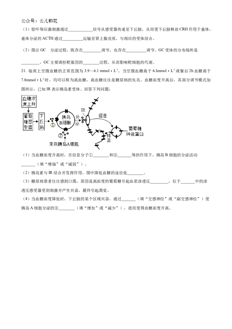 贵州省黔东南苗族侗族自治州2024-2025学年高二上学期11月期中考试生物试题Word版无答案_2024-2025高二（7-7月题库）_2024年12月试卷