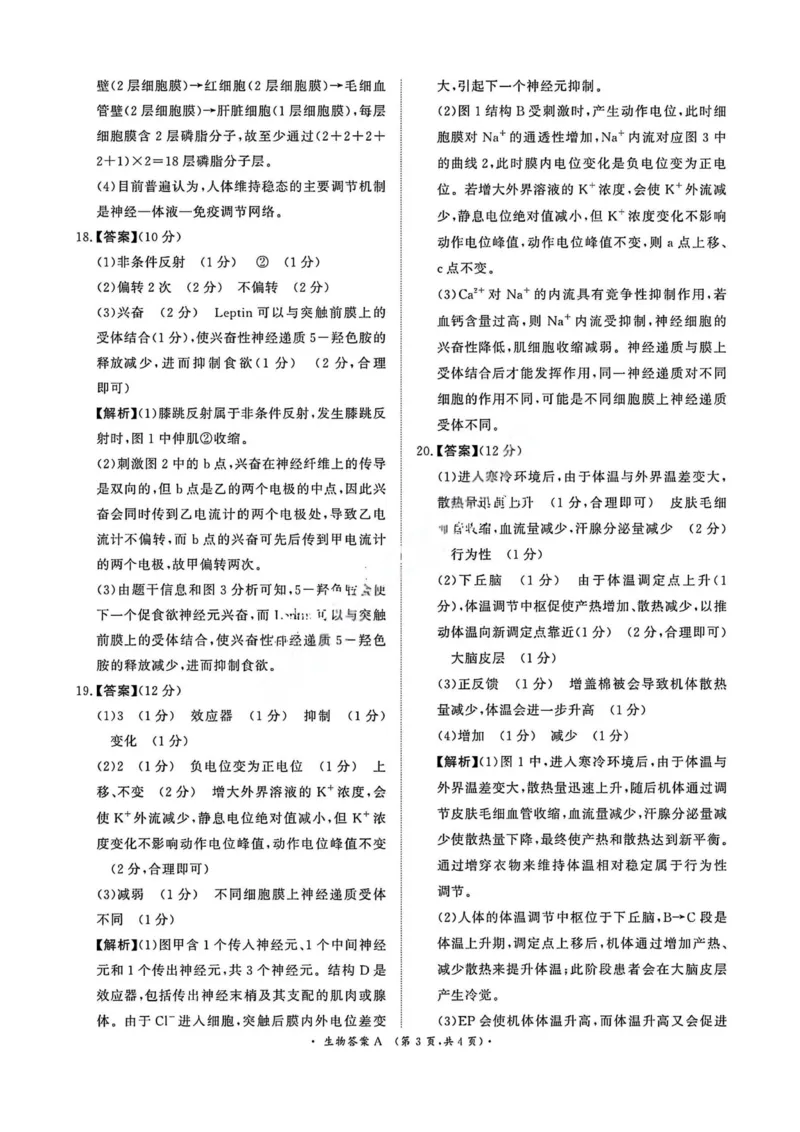 生物A答案_2025年11月高二试卷_251127河南青铜鸣大联考2025-2026学年上学期高二期中考试_河南青铜鸣大联考2025-2026学年上学期高二期中考试生物（A）试题含答案