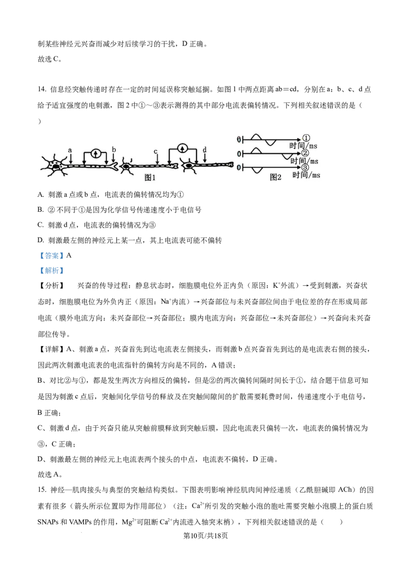 精品解析：四川省达州市外国语学校2025-2026学年高二上学期9月月考生物试题（解析版）_2025年10月高二试卷_251010四川省达州市外国语学校2025-2026学年高二上学期9月月考