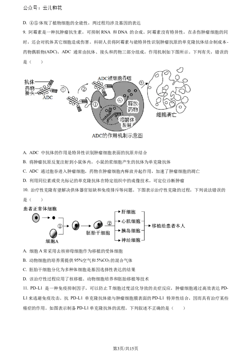 精品解析：黑龙江省哈师大附中和大庆铁人中学2023&mdash;2024学年高二下学期期末联考生物试题（原卷版）_2024-2025高二（7-7月题库）_2024年07月试卷