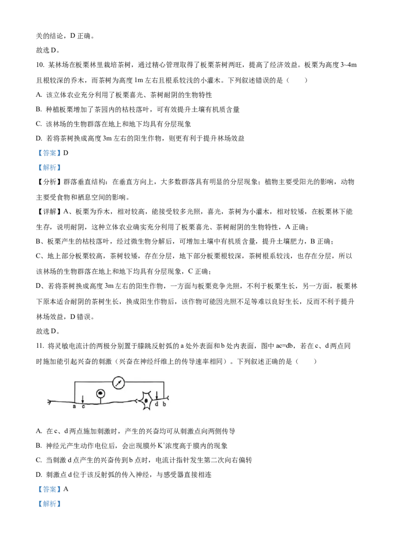 福建省厦门市2024-2025学年高二上学期期末考试生物试题Word版含解析_2024-2025高二（7-7月题库）_2025年03月试卷_0310福建省厦门市2024-2025学年高二上学期期末考试