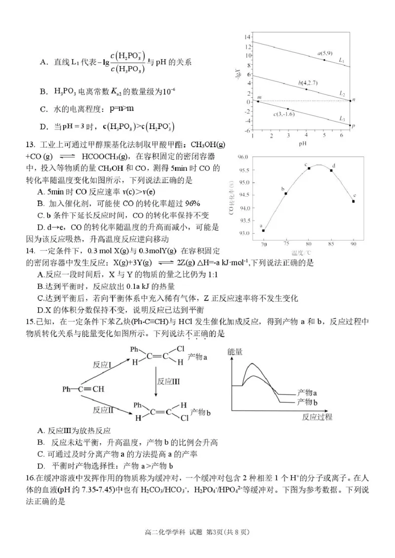 高二化学试卷_251204浙江省金兰教育合作组织2025-2026学年高二上学期11月期中联考（全）_浙江省金兰教育合作组织2025-2026学年高二上学期11月期中联考化学试题扫描版含答案