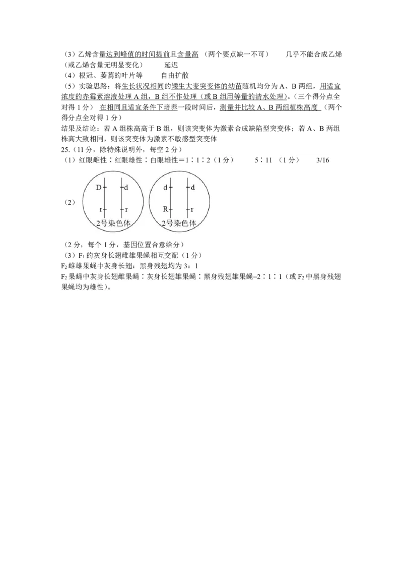 高三生物答案_2024-2025高三（6-6月题库）_2024年12月试卷_1206辽宁省大连市滨城高中联盟2024-2025学年高三上学期期中Ⅱ