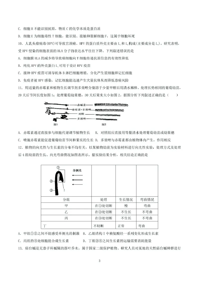 荆州中学2023级高二下学期起点考试生物_2024-2025高二（7-7月题库）_2025年03月试卷_0306湖北省荆州中学2024-2025学年高二下学期起点考试