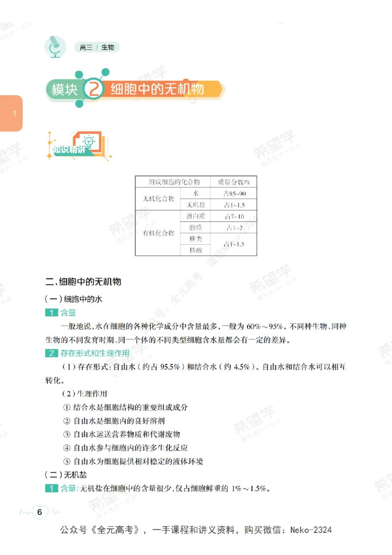 高三生物培训班学习用书（秋季第一册-全国版-S）-正文_2024-2025高三（6-6月题库）_2024年09月试卷_段麟飞