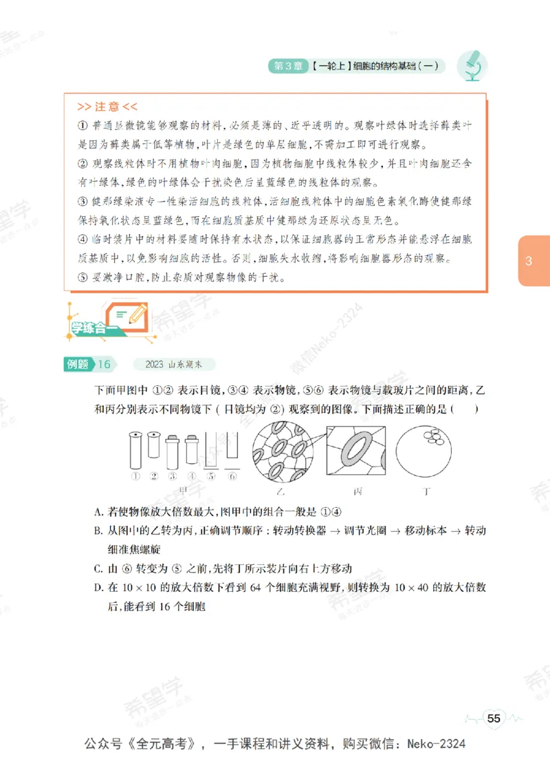 高三生物培训班学习用书（秋季第一册-全国版-S）-正文_2024-2025高三（6-6月题库）_2024年09月试卷_段麟飞
