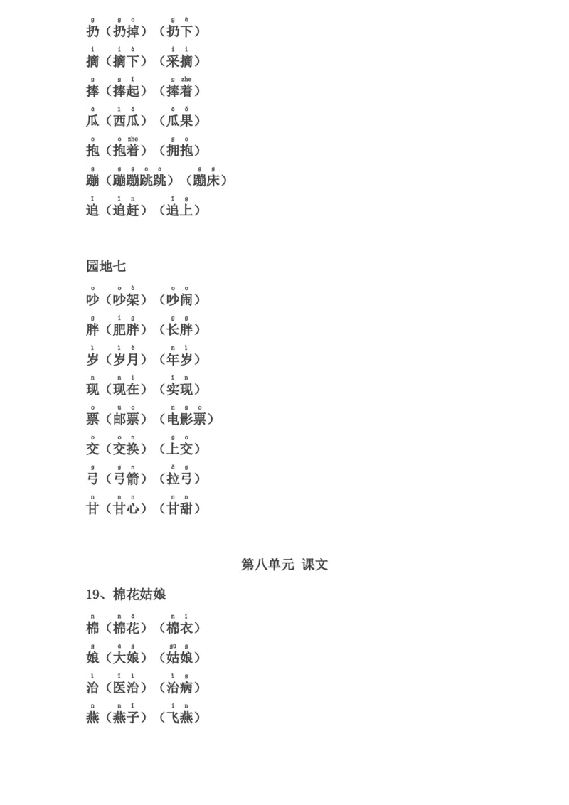 一年级下册生字表组词(含注音声调全)_小学1-6年级全部试卷_语文_一年级_3-6-2、小学一年级语文下册_3-6-2-2、练习题、作业、试题、试卷_部编（人教）版_专项练习