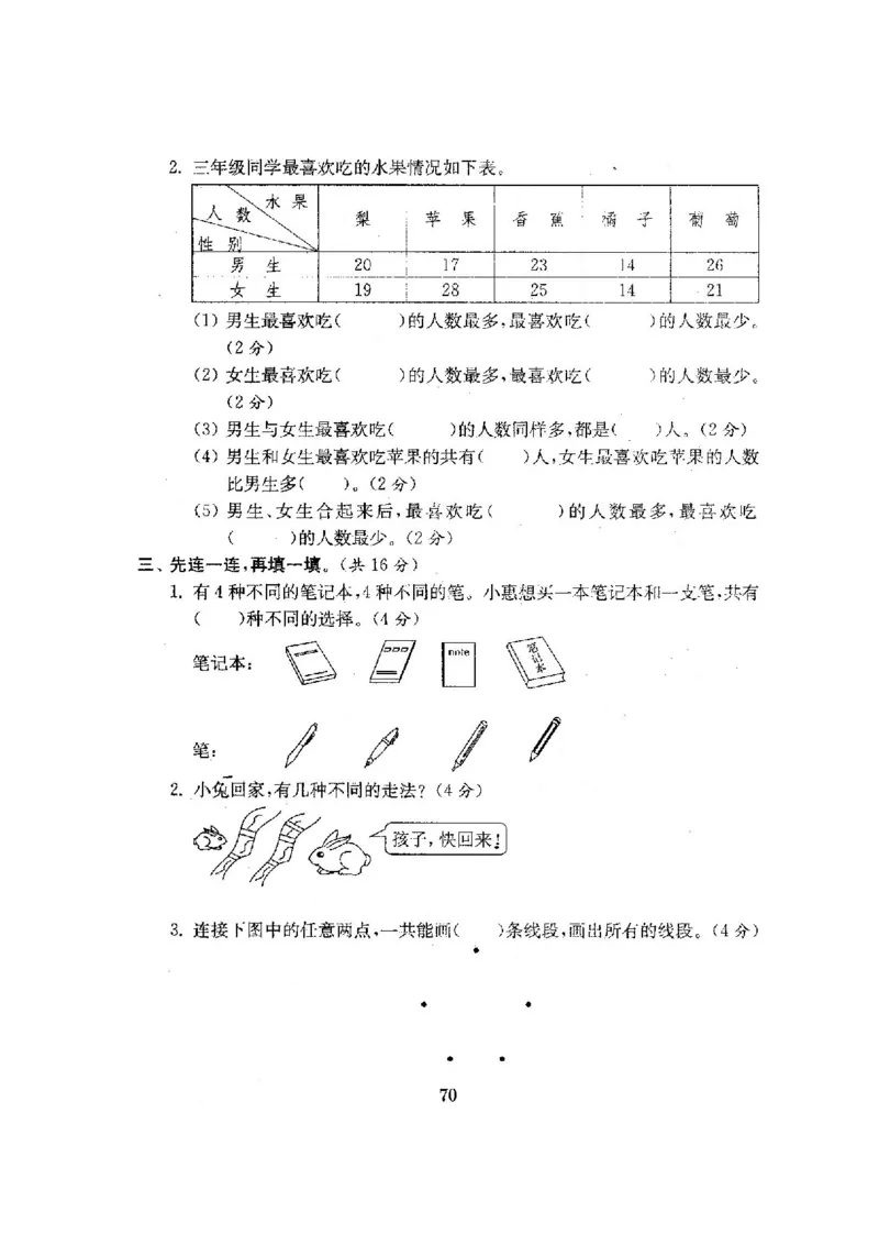 人教版三年级数学下册全套试卷附完整答案_小学1-6年级全部试卷_数学_三年级_3-8-4、小学三年级数学下册_3-8-4-2、练习题、作业、试题、试卷_人教版