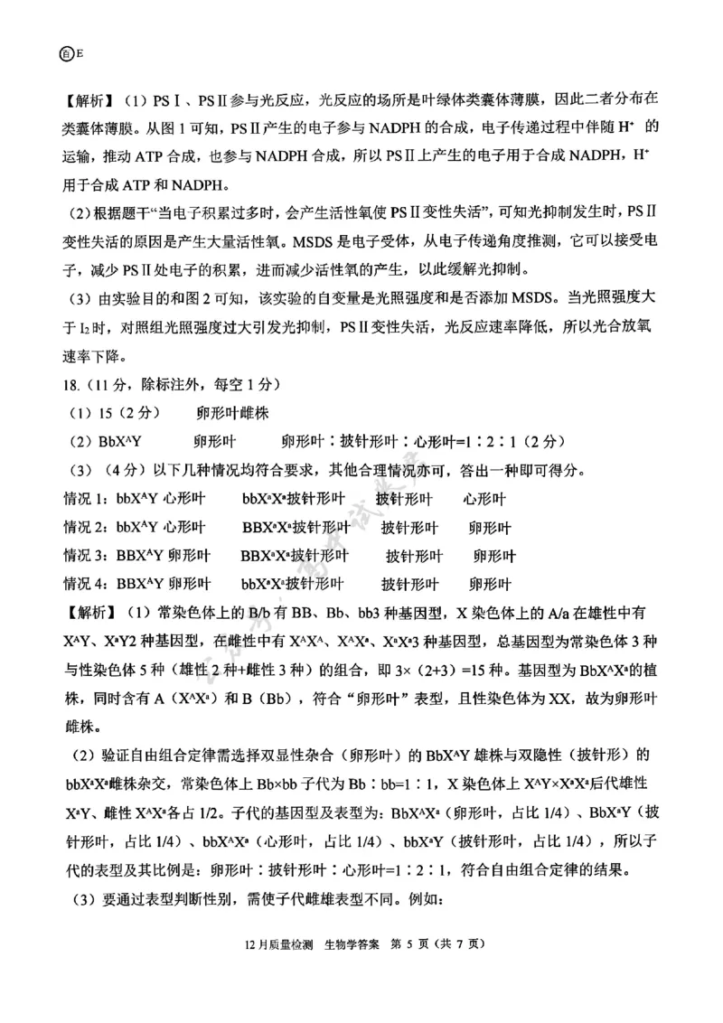 生物答案_2024-2026高三（6-6月题库）_2025年12月高三试卷_2512252026届百师联盟高三一轮复习12月质量检测（全科）_答案