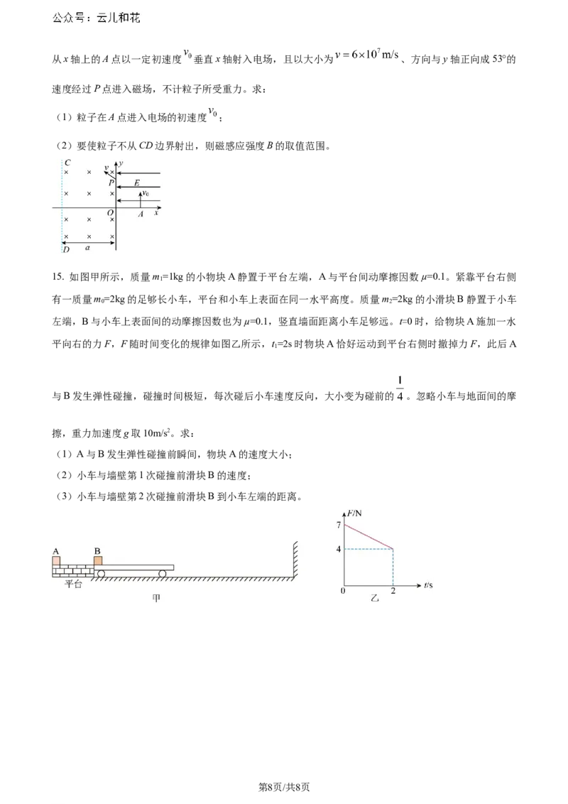 精品解析：安徽省智学大联考皖中联盟2023-2024学年高二下学期期末考试物理试卷（原卷版）_2024-2025高二（7-7月题库）_2024年07月试卷