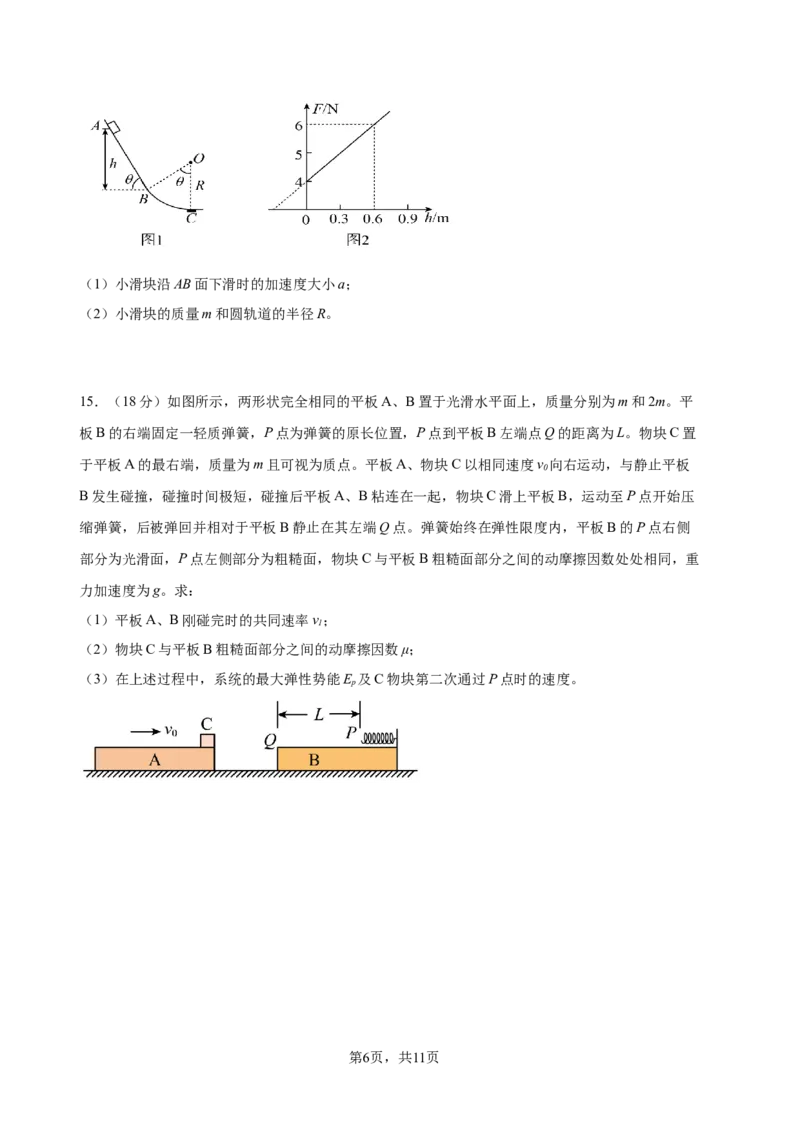 眉山市区县高中学校25届高三一诊模拟联考物理试卷_2024-2025高三（6-6月题库）_2024年12月试卷_1222四川省眉山市区县高中学校2024-2025学年高三上学期一诊模拟联考_物理