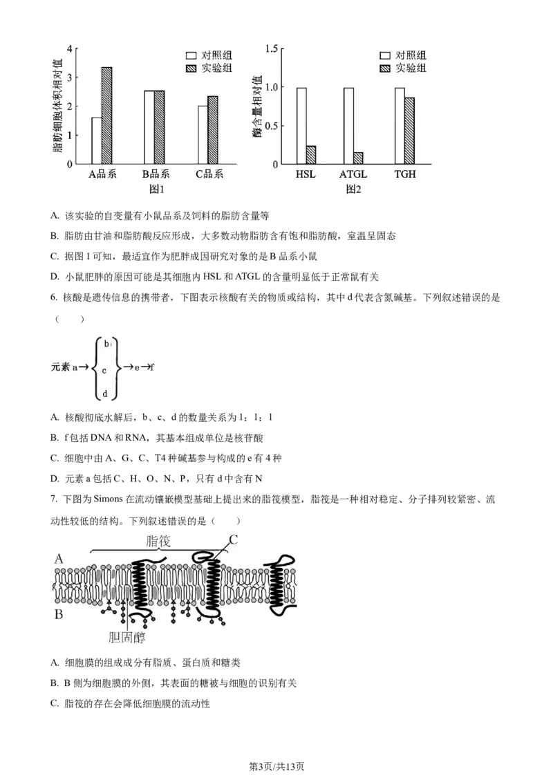 精品解析：重庆市巴蜀中学校2023-2024学年高二下学期7月期末考试生物试题（原卷版）_2024-2025高三（6-6月题库）_2024年07月试卷_240715重庆市巴蜀中学2023-2024学年高二下学期期末