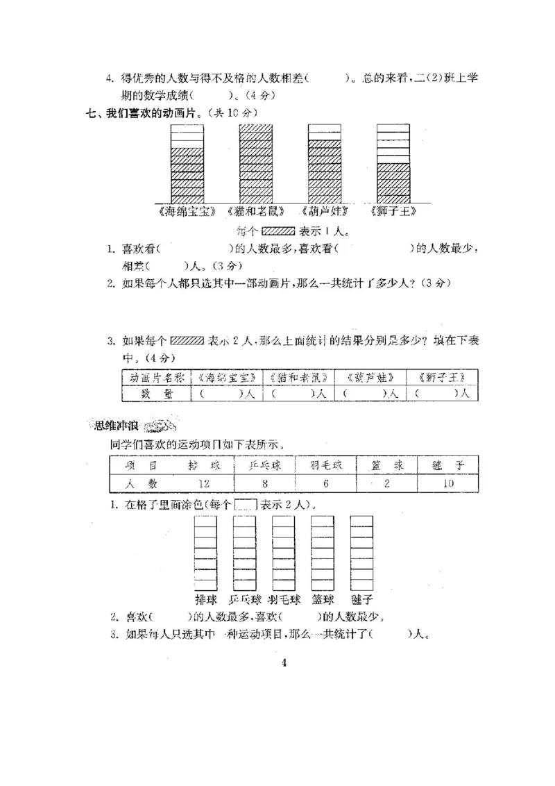 人教版二年级数学下册全套试卷附完整答案_小学1-6年级全部试卷_数学_二年级_3-7-4、小学二年级数学下册_3-7-4-2、练习题、作业、试题、试卷_人教版