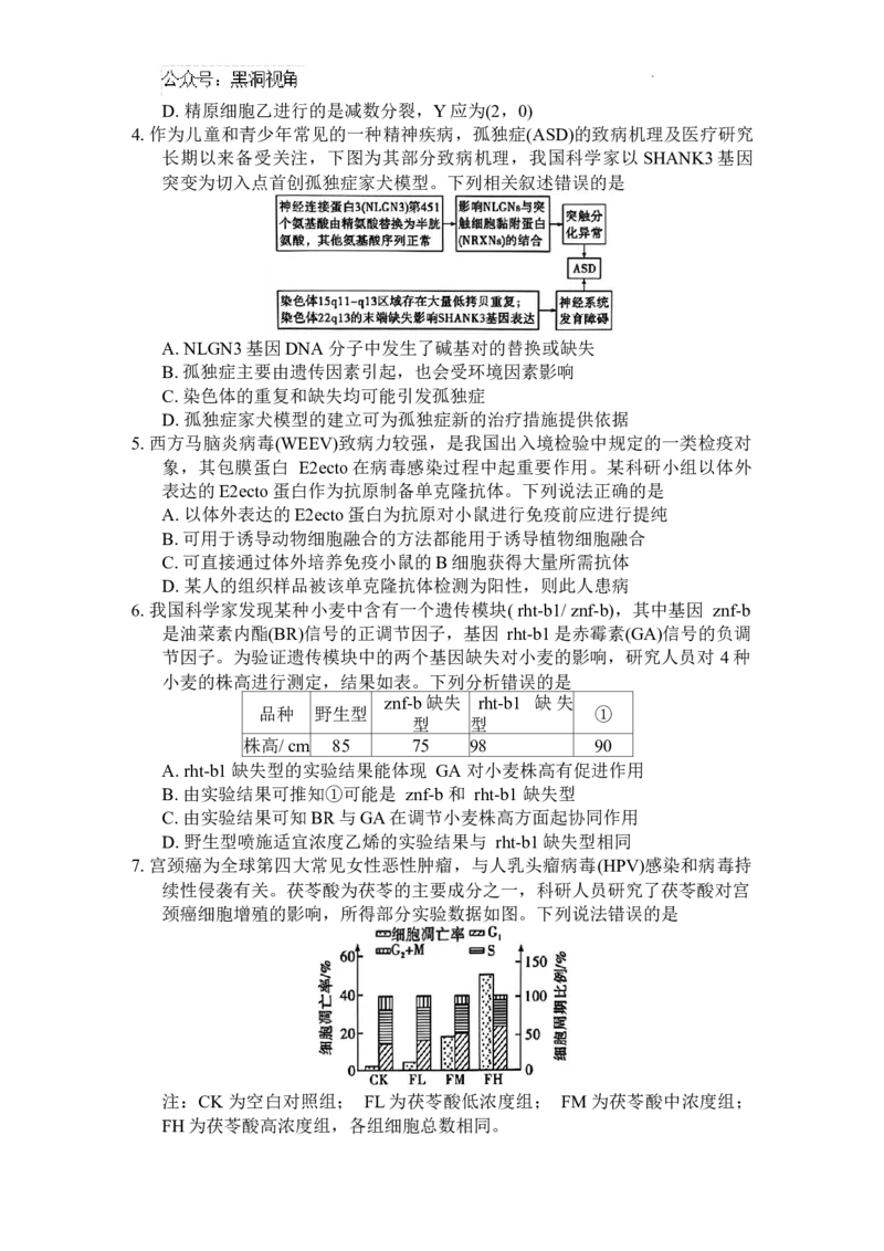 湖南省长郡中学2024-2025学年高三上学期第一次调研考试生物试题_2024-2025高三（6-6月题库）_2024年09月试卷_0921湖南省长郡中学2024-2025学年高三上学期第一次调研考试
