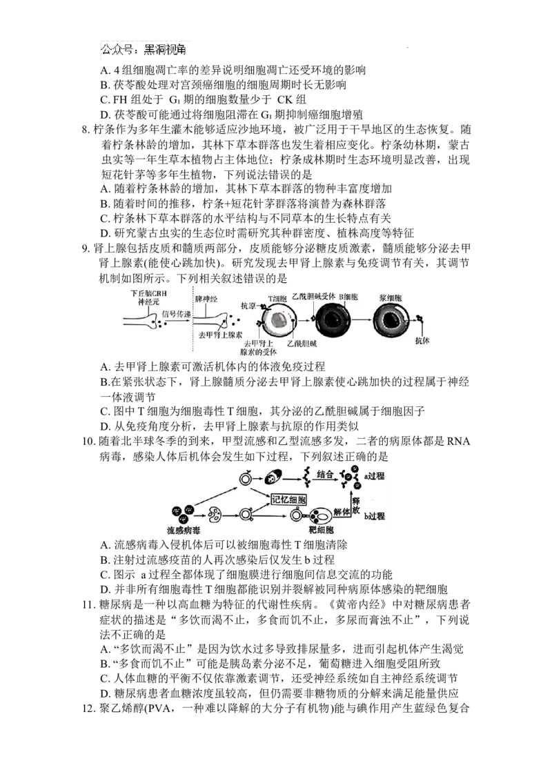 湖南省长郡中学2024-2025学年高三上学期第一次调研考试生物试题_2024-2025高三（6-6月题库）_2024年09月试卷_0921湖南省长郡中学2024-2025学年高三上学期第一次调研考试