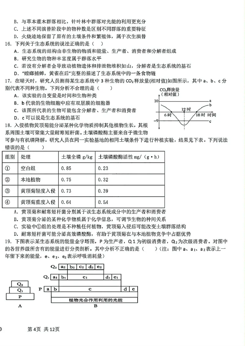 黑龙江省哈尔滨师范大学附属中学2024-2025学年高二下学期4月考试生物试卷_2024-2025高二（7-7月题库）_2025年04月试卷(1)_0423黑龙江省哈尔滨师范大学附属中学2024-2025学年高二下学期4月月考