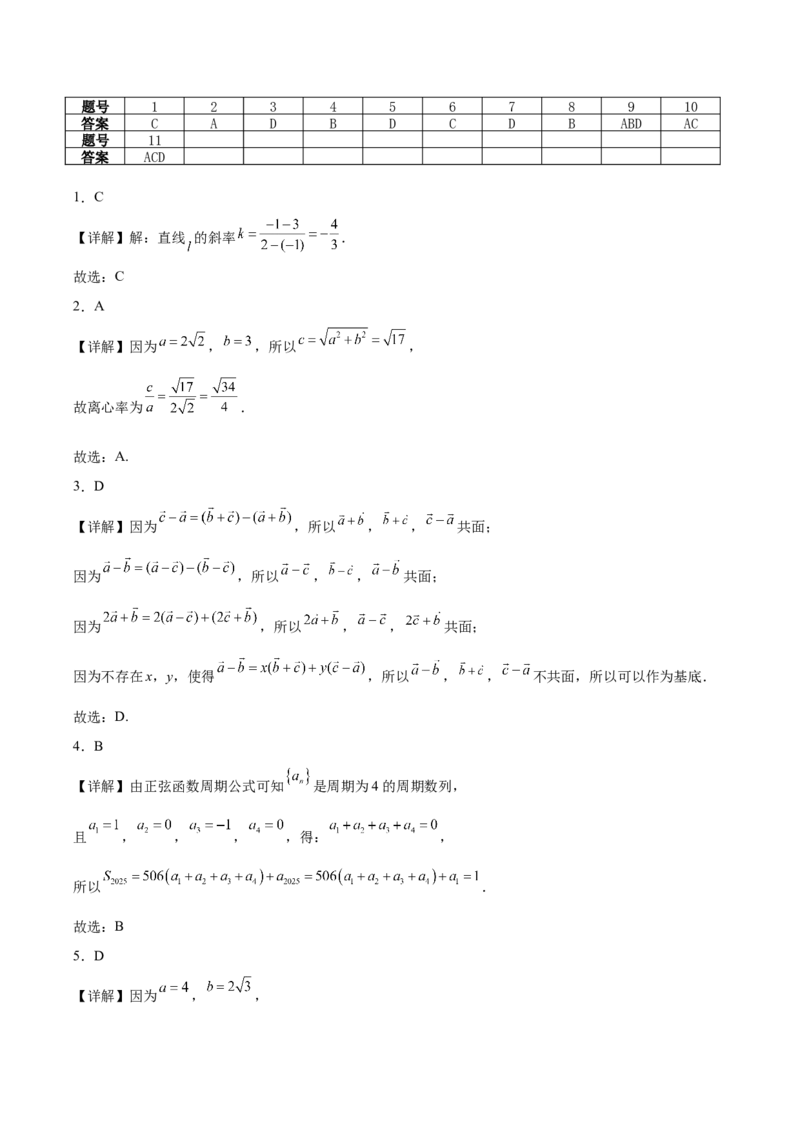 河北省保定市部分高中2024-2025学年高二下学期开学考试数学Word版含解析_2025年03月试卷_0318河北省保定市部分高中2024-2025学年高二下学期开学考试