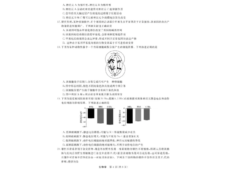 浙江省强基联盟2025-2026学年高二上学期11月期中生物试题（A卷）含答案_2025年11月高二试卷_251128浙江省强基联盟2025-2026学年高二上学期11月期中