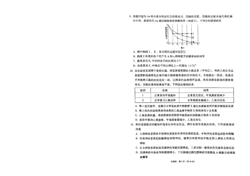 贵州省部分学校联考2024-2025学年高三上学期12月月考生物试题_2024-2025高三（6-6月题库）_2024年12月试卷_12202025届西南名校联盟高三3+3+3高考备考诊断性联考（一）