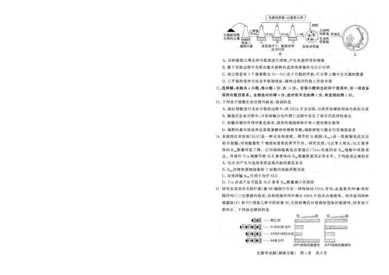T8联考2026届高三年级12月检测训练生物(湖南)_2024-2026高三（6-6月题库）_2025年12月高三试卷_2512252026届高三第一次学业质量评价联考（T8八省联考）（全科）_选科[湖南专版]（全）