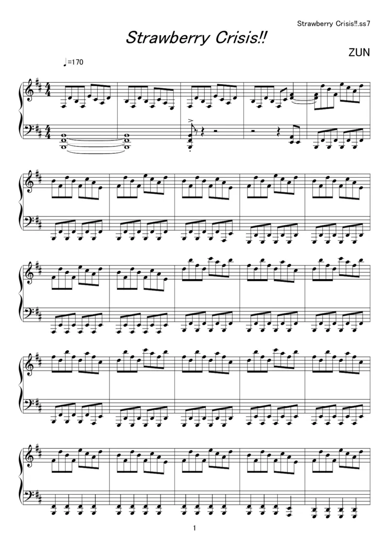 [kituneyuu][normal][4]_一万首著名钢琴曲谱哈农贝多芬合集视频教学电子版高清无水印可打印_05动漫游戏钢琴谱合集_日系东方Project钢琴谱全集_东方project钢琴谱_12　StrawberryCrisis!!