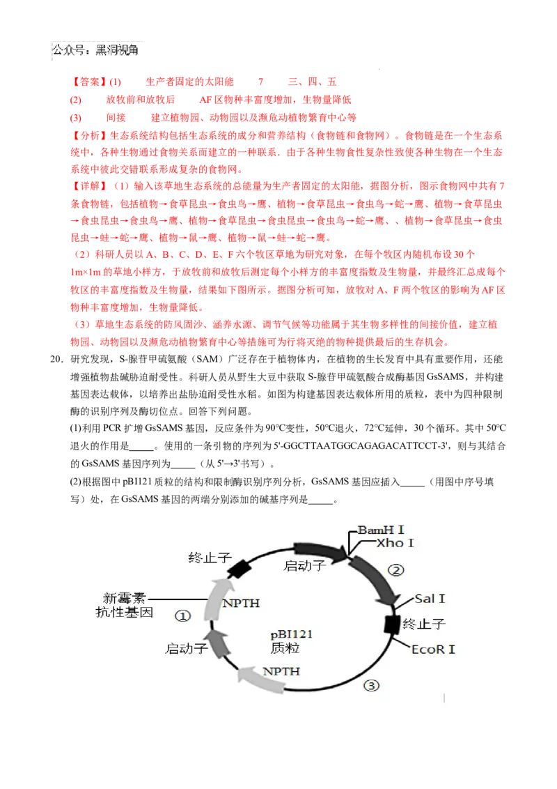 生物考前猜想卷02（全解全析）_2024-2025高三（6-6月题库）_2024年12月试卷_12072025届&ldquo;八省联考&rdquo;考前猜想卷_生物（16+5）-2025年1月&ldquo;八省联考&rdquo;考前猜想卷