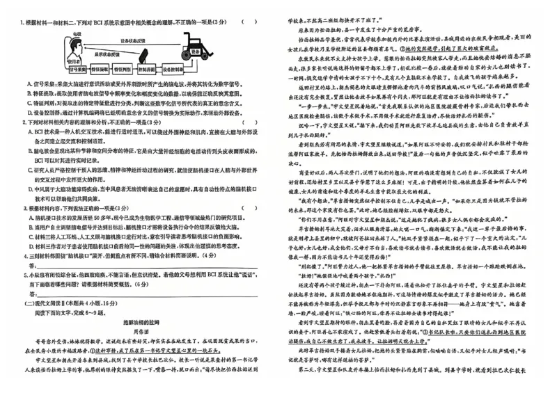 湖北省黄冈市黄梅县育才高级中学2024-2025学年高三核心模拟预测语文_2024-2025高三（6-6月题库）_2024年12月试卷_1231湖北省黄冈市黄梅县育才高级中学2024-2025学年高三核心模拟预测试题