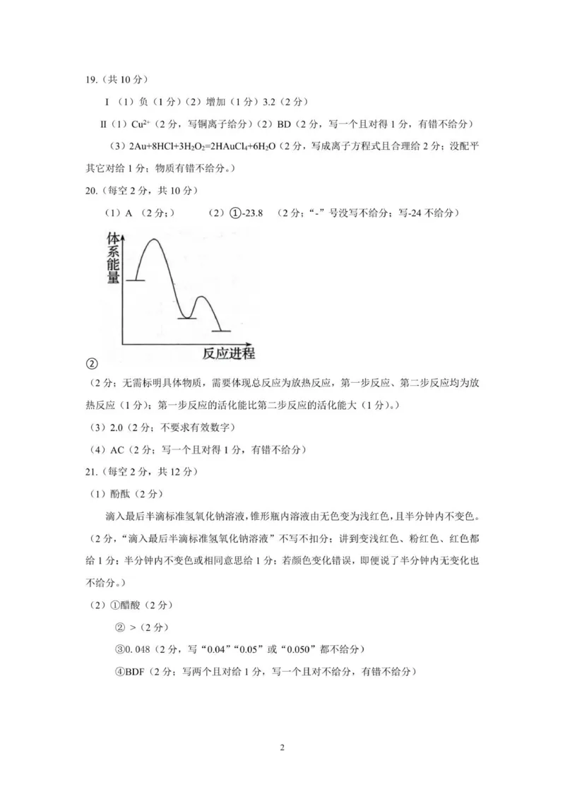 高二化学参考答案_251210浙江省温州十校联合体2025-2026学年高二上学期11月期中（全）_浙江省温州市十校2025-2026学年高二上学期11月期中联考化学试题（图片版，含答案）