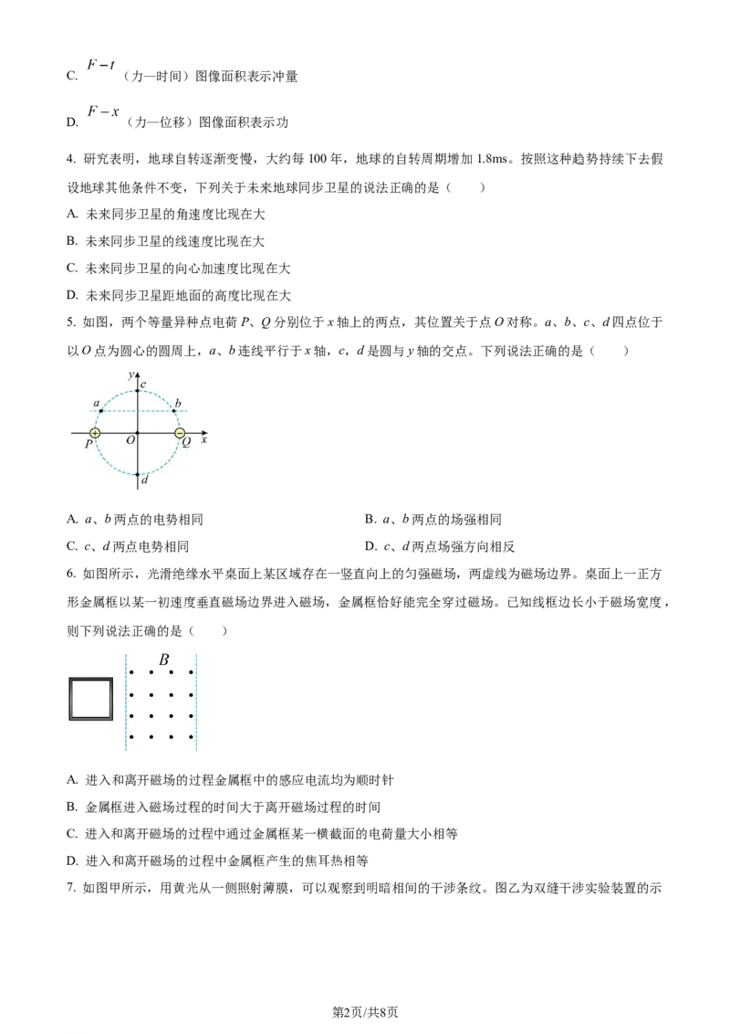 精品解析：安徽省智学大联考皖中联盟2023-2024学年高二下学期期末考试物理试卷（原卷版）_2024-2025高三（6-6月题库）_2024年07月试卷