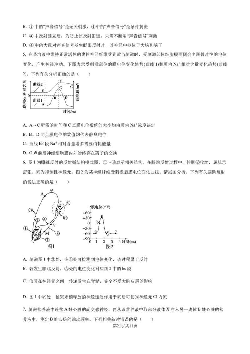精品解析：山东省济宁市第一中学2025-2026学年高二上学期10月月考生物试题（原卷版）_2025年10月高二试卷_251030山东省济宁市第一中学2025-2026学年高二上学期10月月考（全）