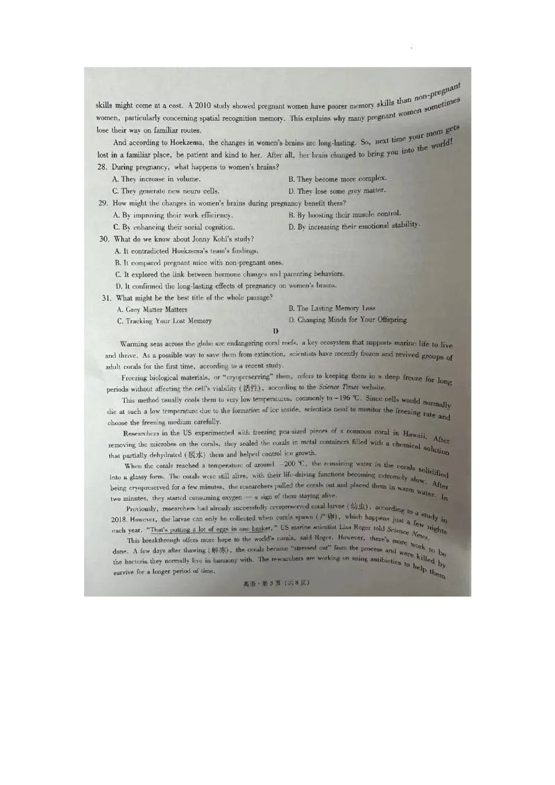 银川一中、昆明一中高三联合考试二模英语试卷_2024年5月_025月合集_2024届宁夏银川一中昆明一中高三下学期联合考试二模_宁夏银川一中、昆明一中高三联合高三下学期二模英语试卷+