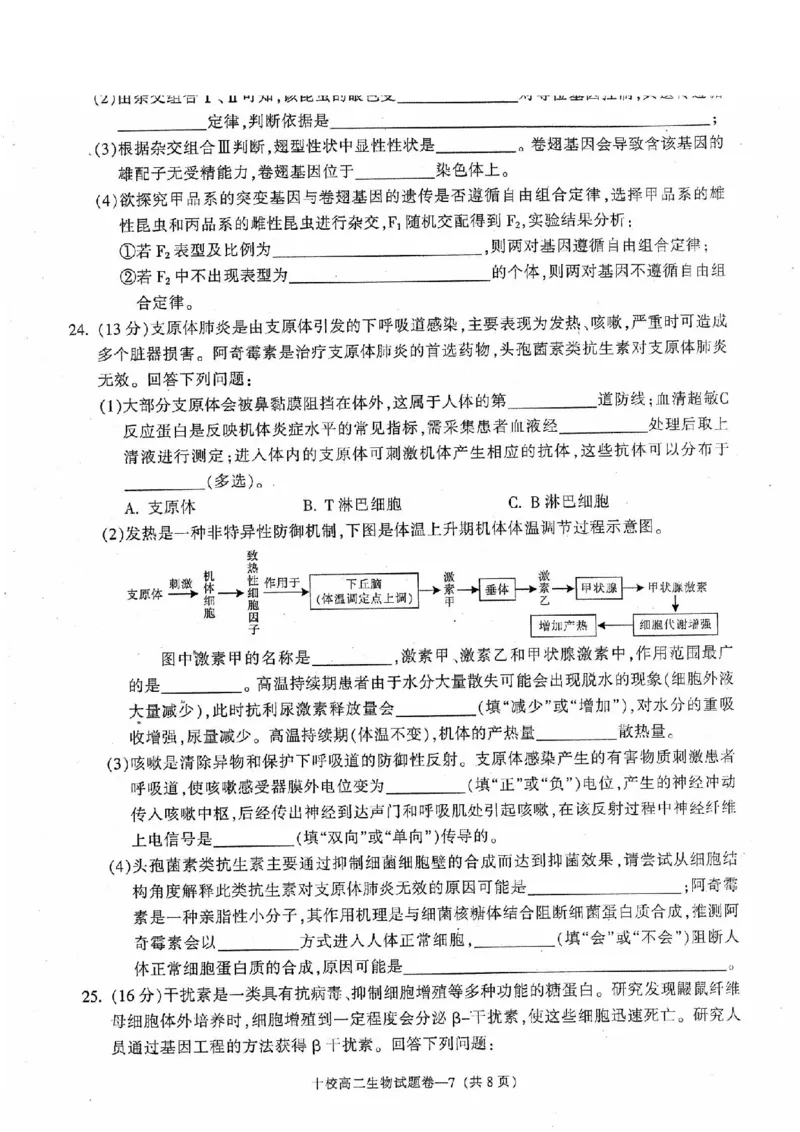 生物卷-2406金华十校高二期末_2024-2025高二（7-7月题库）_2024年07月试卷_0707浙江省金华十校2023-2024学年第二学期高二期末调研考试_金华十校2023-2024学年第二学期高二期末调研考试生物