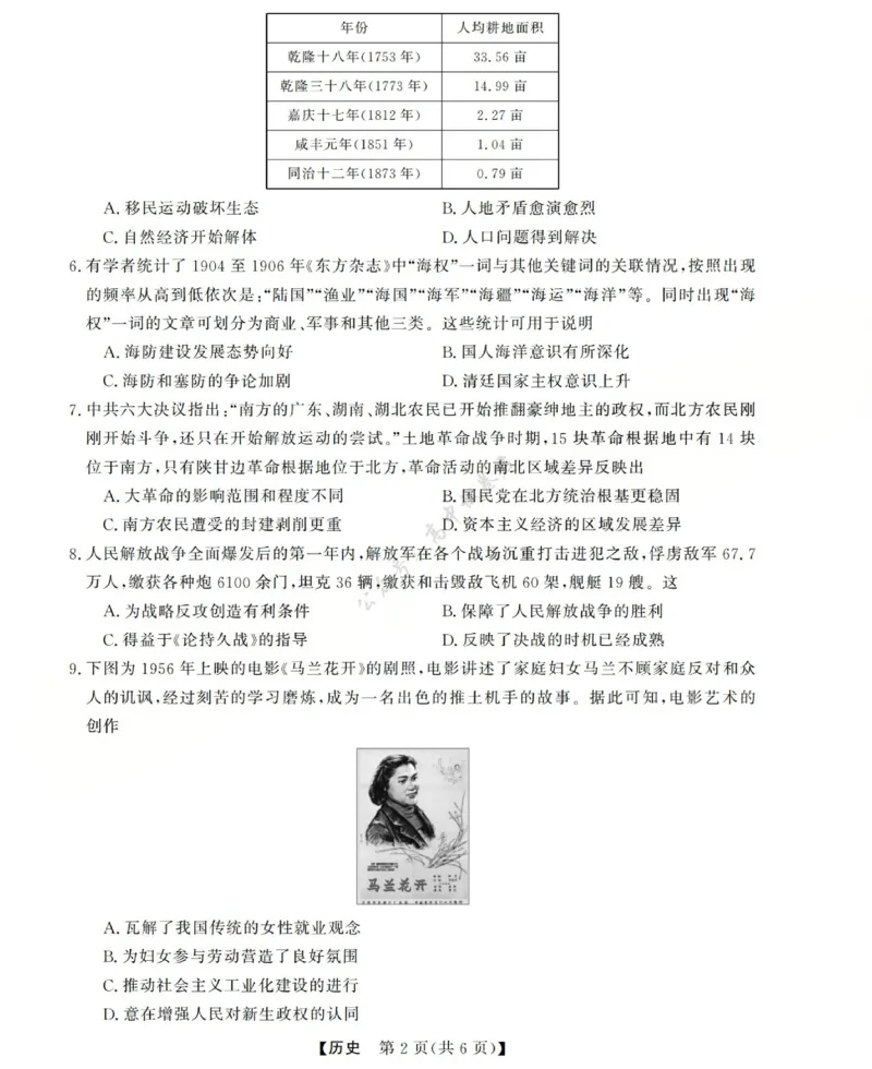 高三历史试题(已优化)_2024-2026高三（6-6月题库）_2025年12月高三试卷_251225三重教育2025-2026学年高三西北四省12月高考适应性考试（全科）