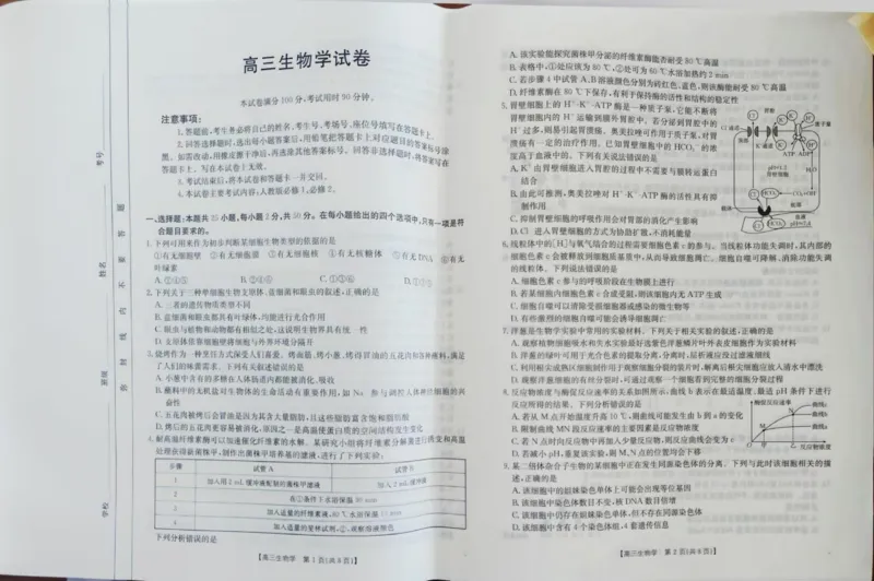 生物_2024-2025高三（6-6月题库）_2024年11月试卷_1102新疆维吾尔自治区金太阳2024-2025学年高三上学期10月期中考试_241102新疆2025届高三金太阳10月联考_试卷