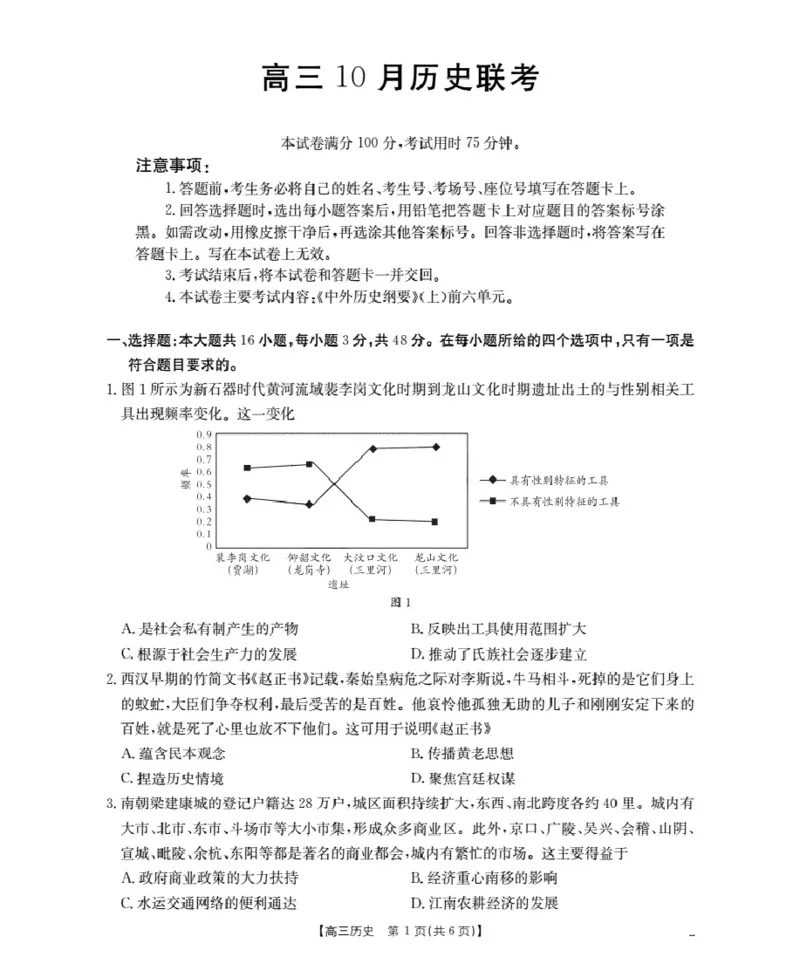 福建省2026届高三上学期10月联考（26-64C）历史_2024-2026高三（6-6月题库）_2025年10月高三试卷_251028金太阳&middot;福建省2026届高三上学期10月联考（26-64C）（全科)