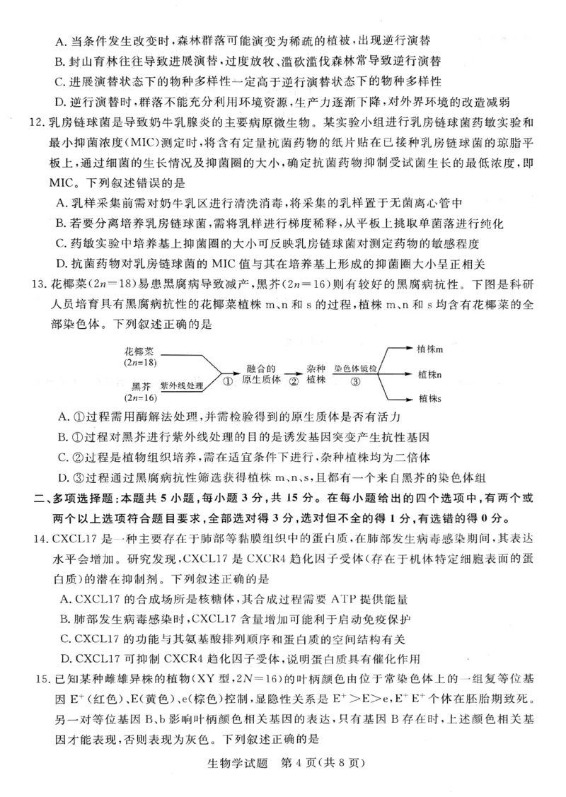 河南省新未来大联考2024-2025学年高三上学期9月开学联考生物试题（PDF版，无答案）_2024-2025高三（6-6月题库）_2024年09月试卷_09032025届河南省金科新未来高三9月大联考