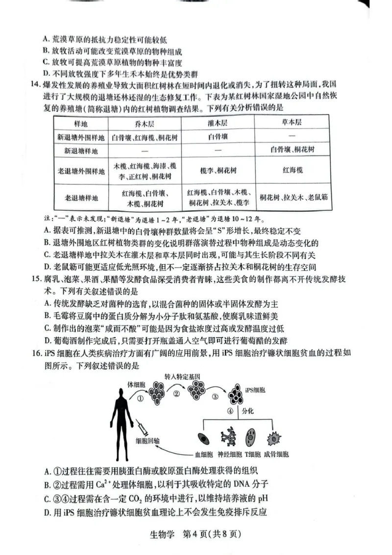 新乡、鹤壁、安阳、焦作2026届高三上学期一模生物_2024-2026高三（6-6月题库）_2026年01月高三试卷_0113河南新乡、鹤壁、安阳、焦作2026届高三上学期一模