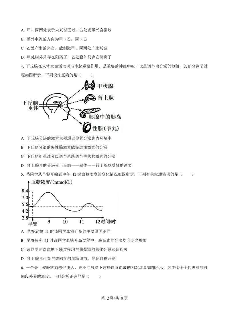 甘肃省2024-2025学年高二上学期期末考试生物Word版含答案_2024-2025高二（7-7月题库）_2025年02月试卷_0224甘肃省2024-2025学年高二上学期期末考试