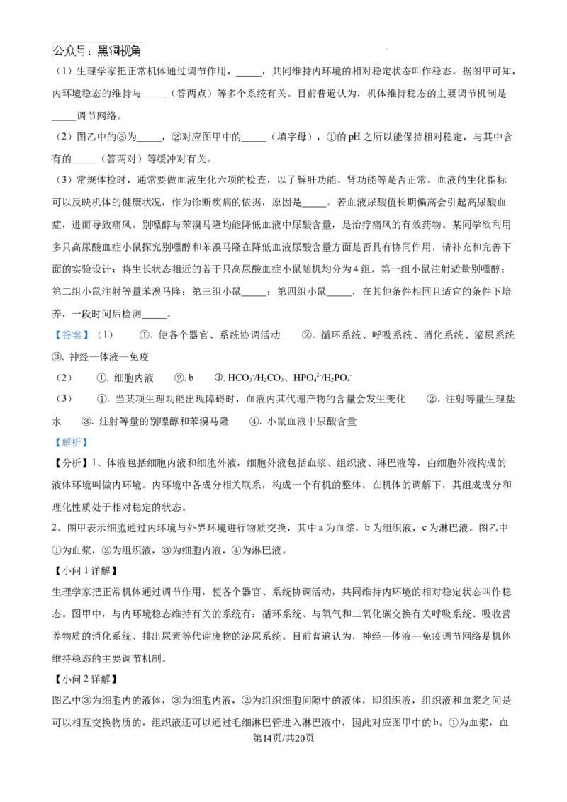 精品解析：江西省南昌市东湖区南昌市第二中学2024-2025学年高三上学期11月月考生物试题（解析版）_2024-2025高三（6-6月题库）_2024年12月试卷