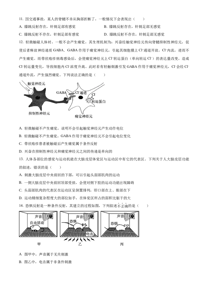 安徽省合肥市第七中学2025-2026学年高二上学期第一次限时练习生物试题（原卷版）_2025年10月高二试卷_251031安徽省合肥市第七中学2025-2026学年高二上学期第一次月考（全）