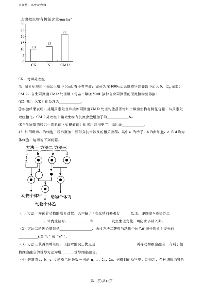 精品解析：黑龙江省哈师大附中和大庆铁人中学2023&mdash;2024学年高二下学期期末联考生物试题（原卷版）_2024-2025高三（6-6月题库）_2024年07月试卷