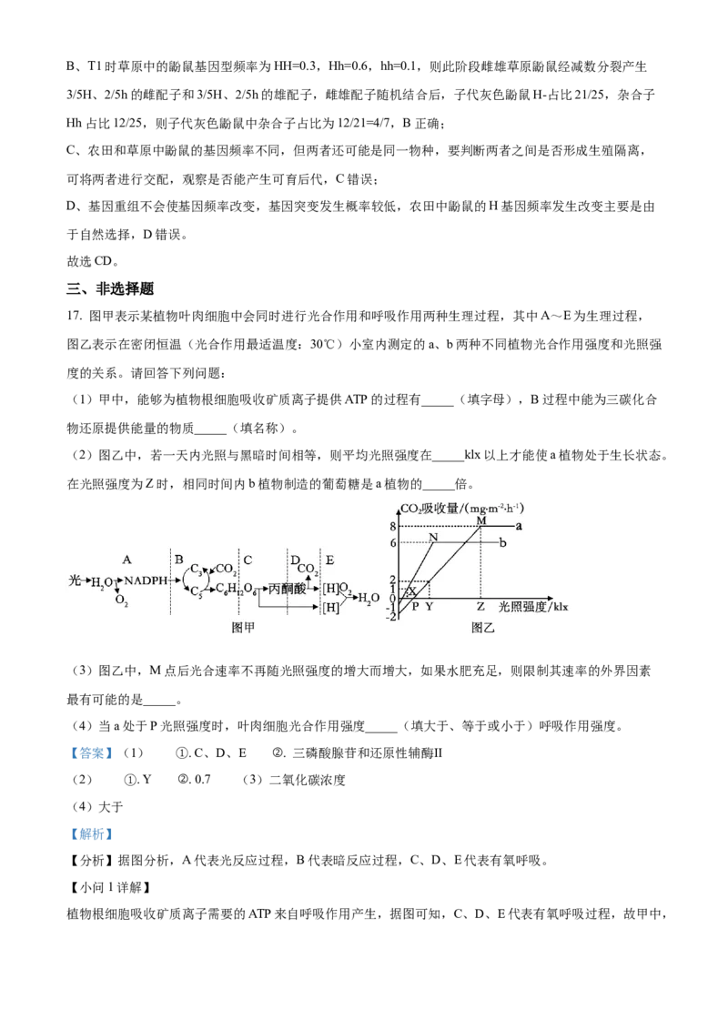 湖南省沅澧共同体2024-2025学年高三上学期第二次联考生物试题Word版含解析_2024-2025高三（6-6月题库）_2024年11月试卷_1112湖南省沅澧共同体2024-2025学年高三上学期第二次联考
