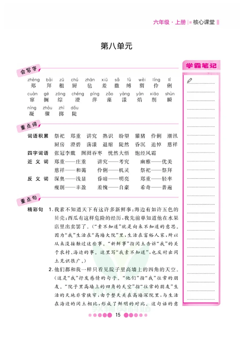 六年级上册语文部编版考点过关_小学1-6年级全部试卷_语文_六年级_3-11-1、小学六年级语文上册_3-11-1-1、复习、知识点、归纳汇总_部编（人教）版