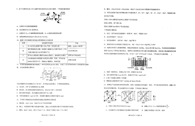 辽宁省实验中学2024-2025学年高三上学期期中考试化学PDF版含答案_2024-2025高三（6-6月题库）_2024年11月试卷_1120辽宁省实验中学2024-2025学年高三上学期期中考试