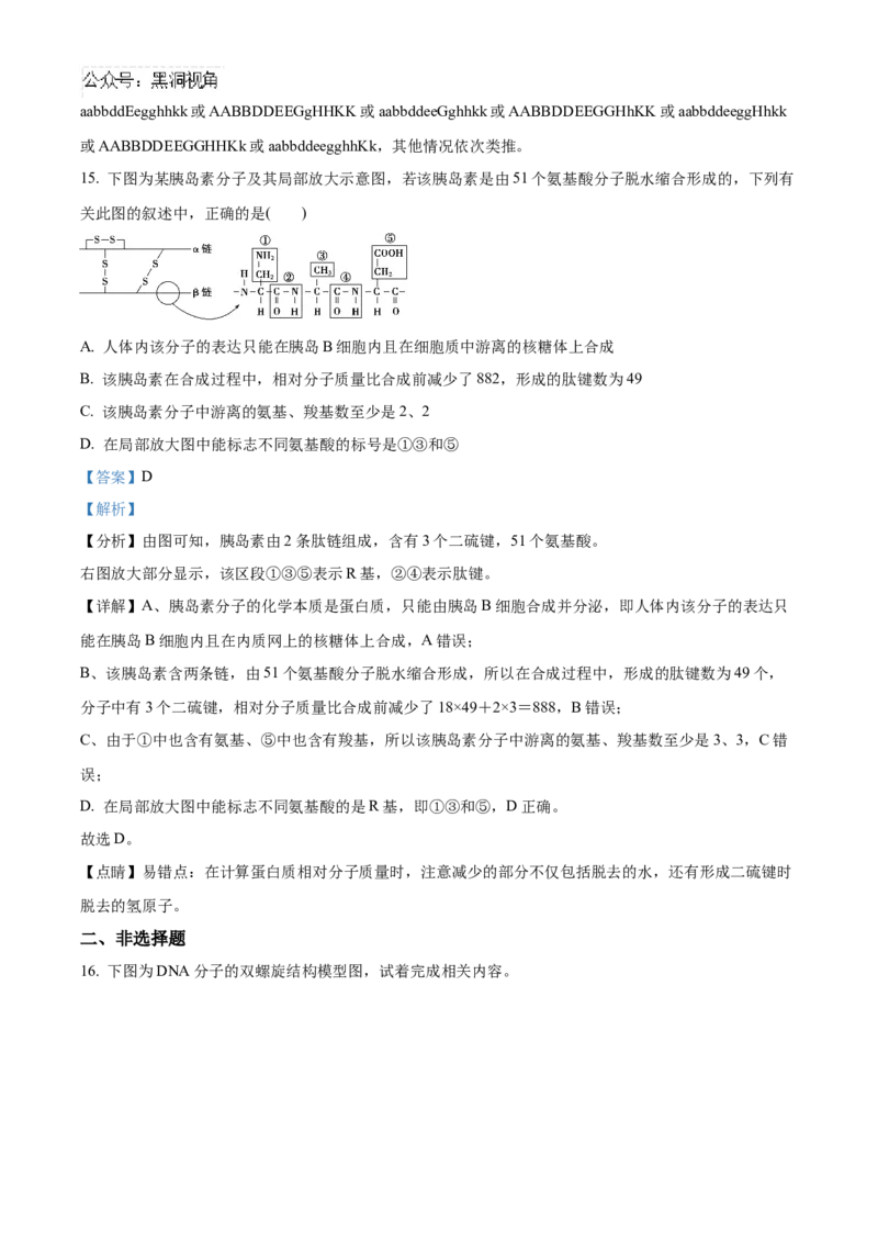 重庆市重庆市重庆乌江新高考协作体2024-2025学年高三上学期10月月考生物试题Word版含解析_2024-2025高三（6-6月题库）_2024年10月试卷